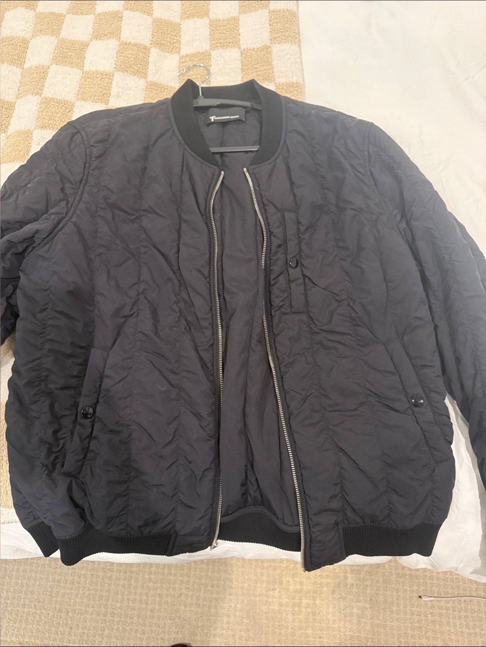 Alexander Wang Black Quilted Bomber Jacket with Metal Zipper